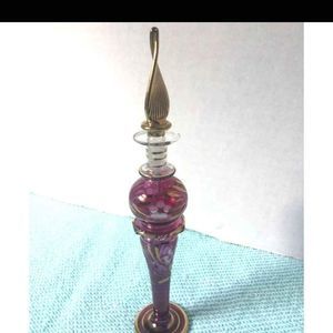 Vintage Egyptian Hand Painted Blown Glass Perfume Bottle